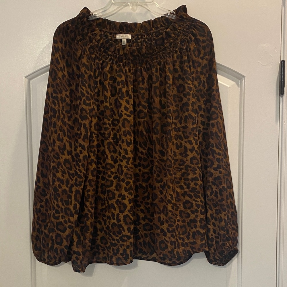 Talbots Animal Print Blouse in Rich Brown